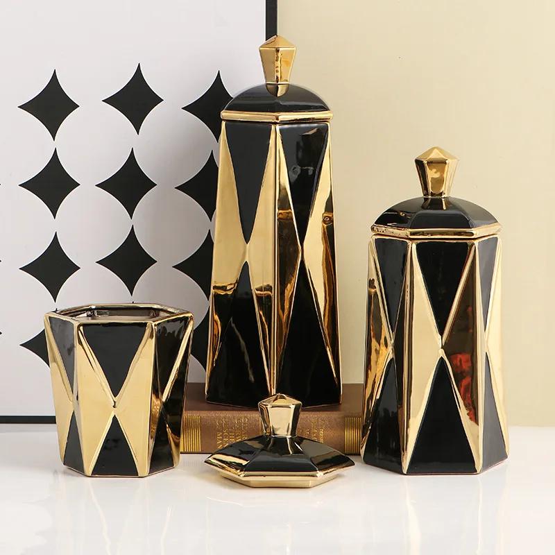 Middle East Geometric Diamond Ceramic Pot Luxury Living Room Decorations Creative Interior Decoration Ceramics Decoration Crafts