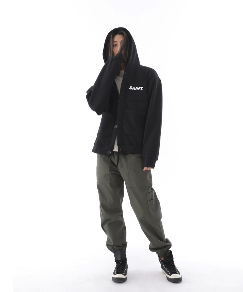 Seinteukeulu Two-Layer Wide Cargo Jogger Pants W2-308J Khaki