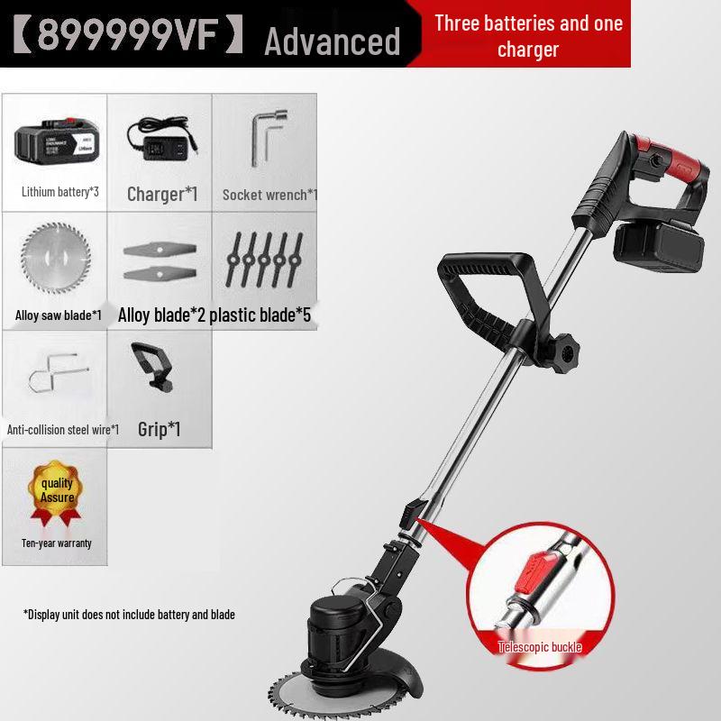 Compact Electric Scythe: Rechargeable Multifunctional Weeder and Lawn Mower with Lithium Battery for Household and Orchard Use.