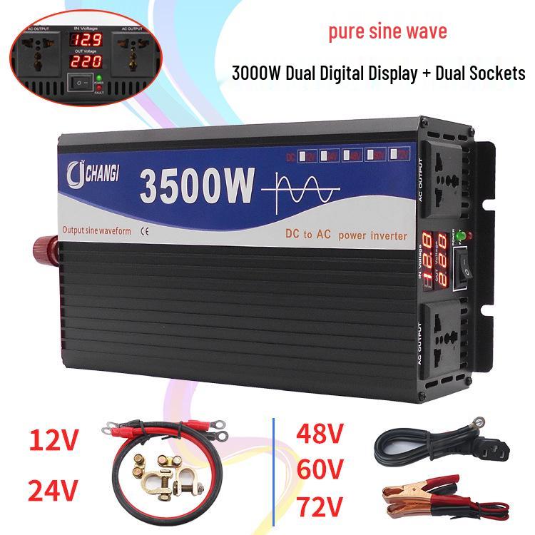 Multi-Voltage Pure Sine Wave Inverter for Solar, Car, and Home Use (12V to 72V Input, 110V/220V Output)