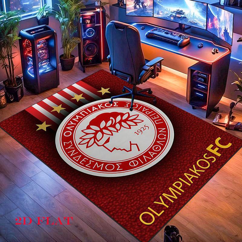 Tappeto Olympiacos F.C. per Soggiorno Camera da Letto Casa Decorazione Divano, Tappetino Antiscivolo per Giochi Bambini
