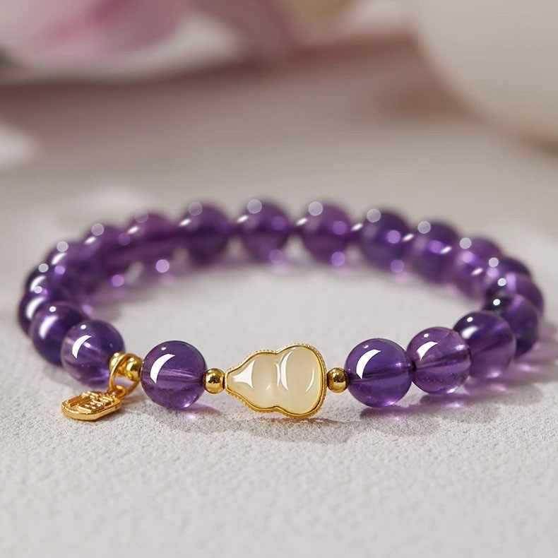 2025 Popular Uruguay Amethyst Imitation Bracelet for Women with Nine Purple Li Fire Gourd and Fu Card Crystal Jewelry