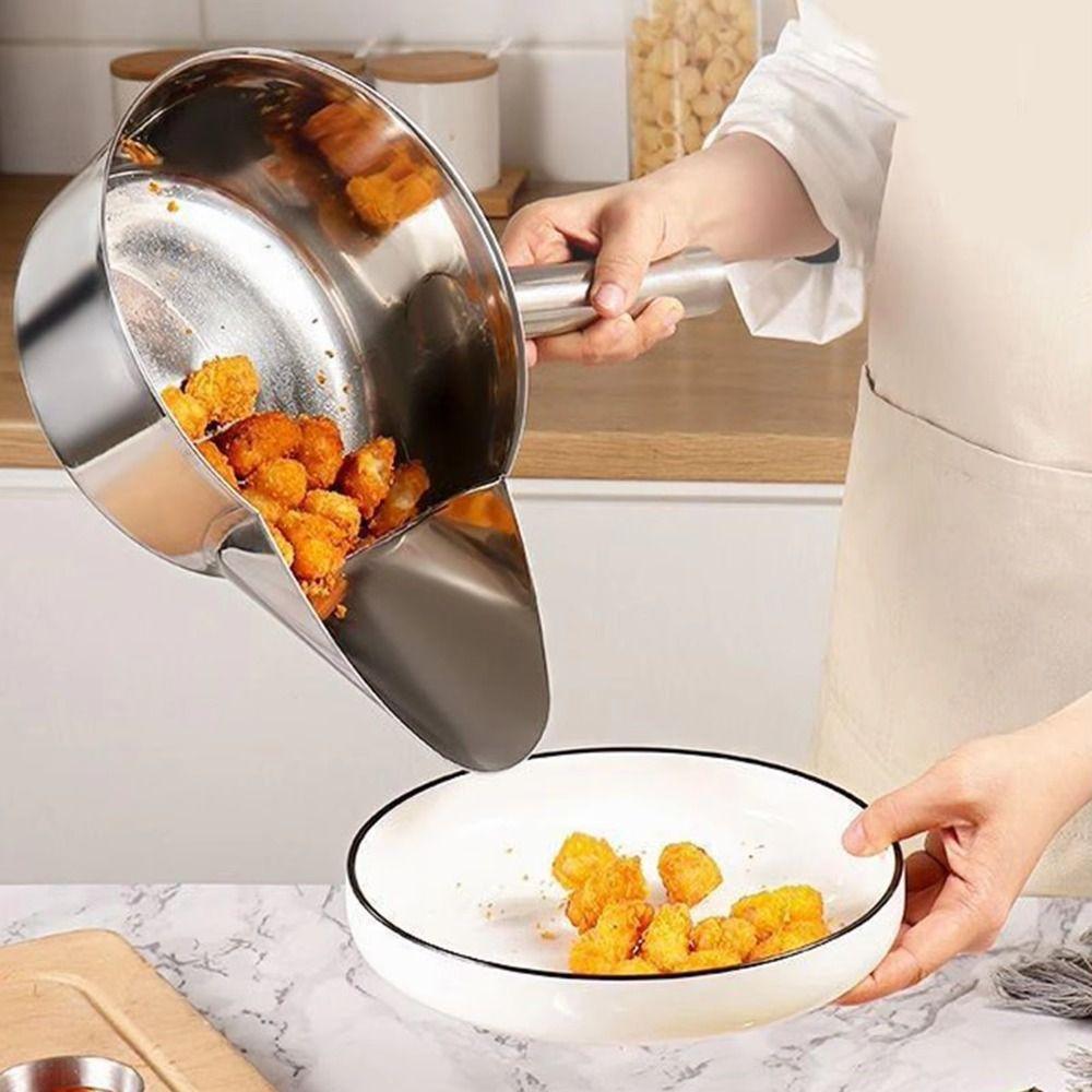 With Handle French Fry Scoop Stainless Steel Ice Scoop Kitchen Shovel Popcorn Scoop  Kitchen Use