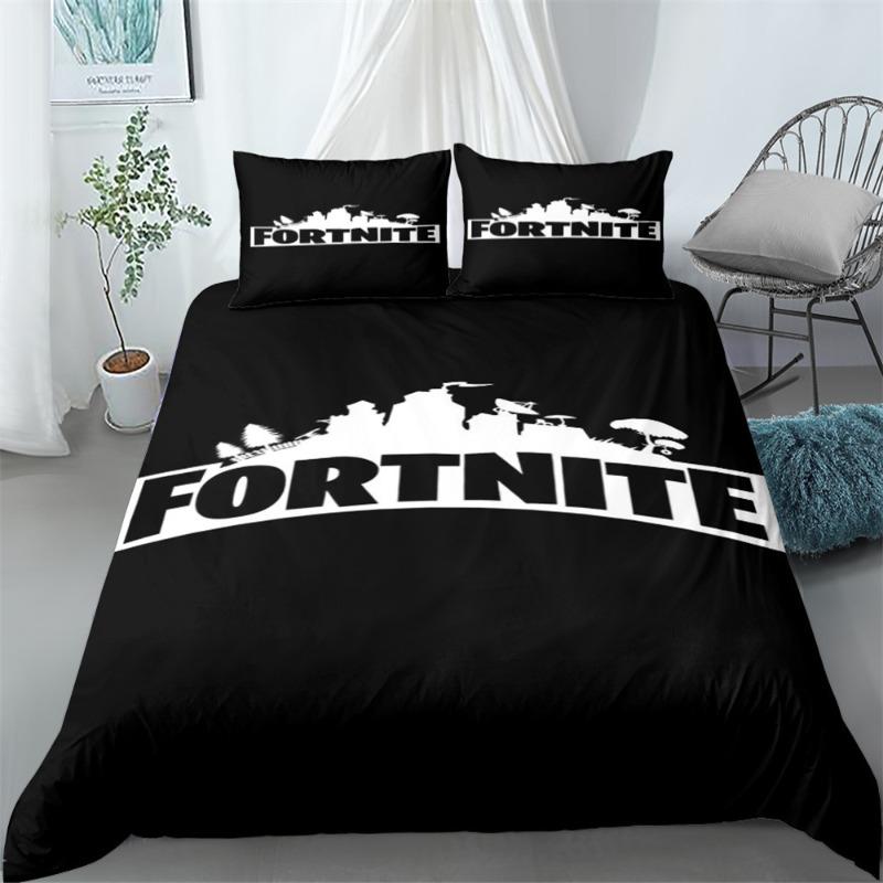 Ensemble de literie Fortnite Housse de couette Taie d'oreiller Décoration dessin animé de jeu Couvre-lit Housse de couette de chambre Ensemble de literie Cadeau de Noël pour enfants