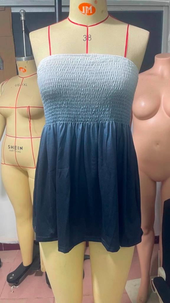 Modisches Damen Freizeit Tube Top mit Aufdruck Ärmelloses Kleid