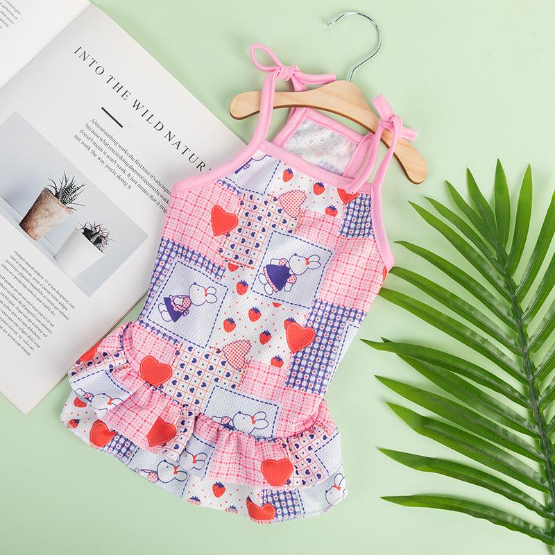Spring/Summer Pet Suspender Dress for Dogs and Cats - Bichon & Teddy Print