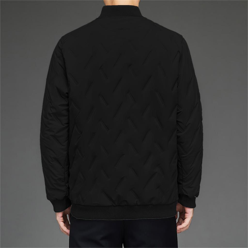 Men's Casual Lambskin Thermal Cotton Outerwear, Men's Thickened Cotton-padded Jacket With, Stand-up Collar Color Zipper Jacket