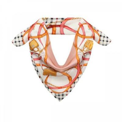 Pink Chain Print Silk Square Scarf Dcsc2f142p2