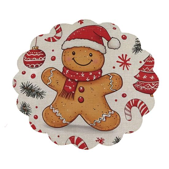 Tapis décoratif d'isolation thermique Rond Set de table de Noël, 14 pouces Motif festif Antidérapant Protecteur de table, Protecteur de table pour maison de vacances Endroit pour