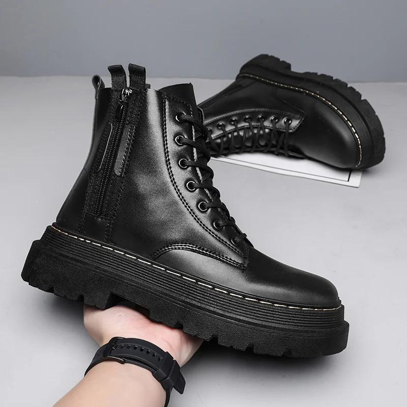 

Motorcycle Boots Loafers Sports and Leisure Fashion Shoes for Men Casual Shoes Thick Bottom Soft and Comfortable OutdoorNon-Slip 39
