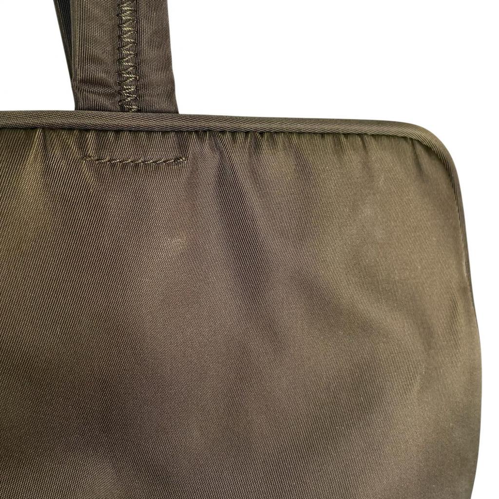 Prada Triangular Logo Handbag Khaki Women Used