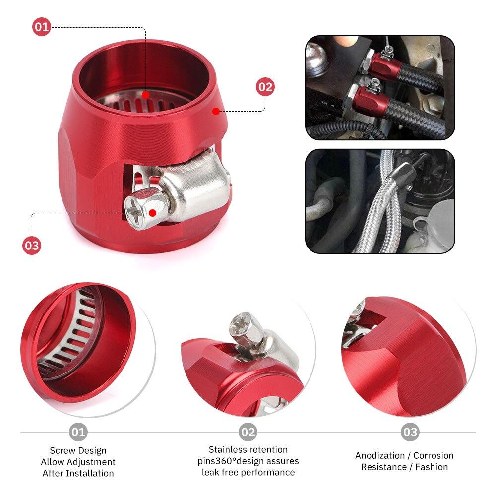 1pcs Hose Clamp AN4 AN6 AN8 AN10 AN12 Fuel Pipe Clip Oil Water Tube Hose Fittings Finisher Clamps Hex Finishers