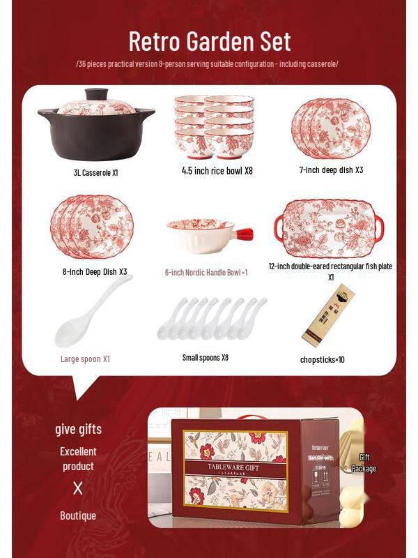 Kangmo Retro Garden Ceramic Dinnerware Set