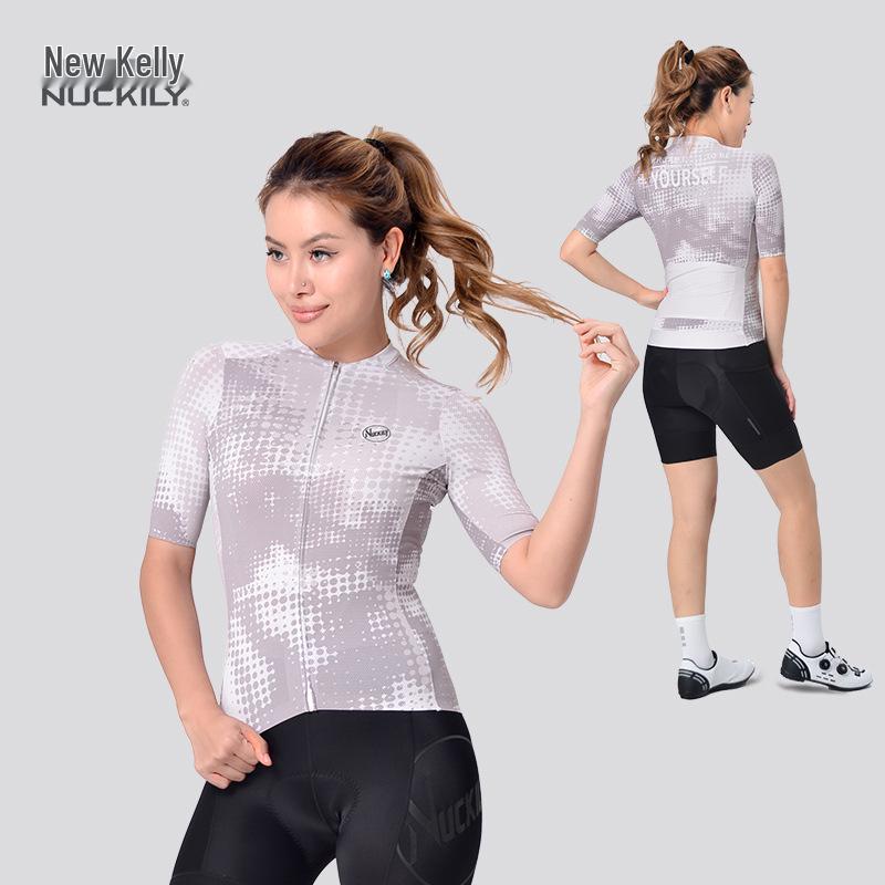 

NUCKILY Women s Slim Fit Short Sleeve Cycling Jersey - Matrix Reflective Summer Riding Gear M