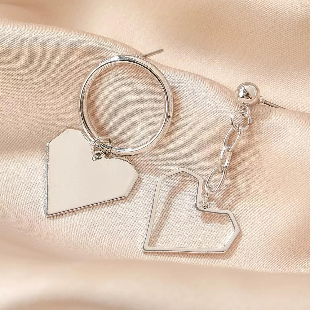 2022 Korean Fashion 18k Gold Plated Rhinestone Heart Shape Earrings Purple Crystal Heart Drop Earrings for Women
