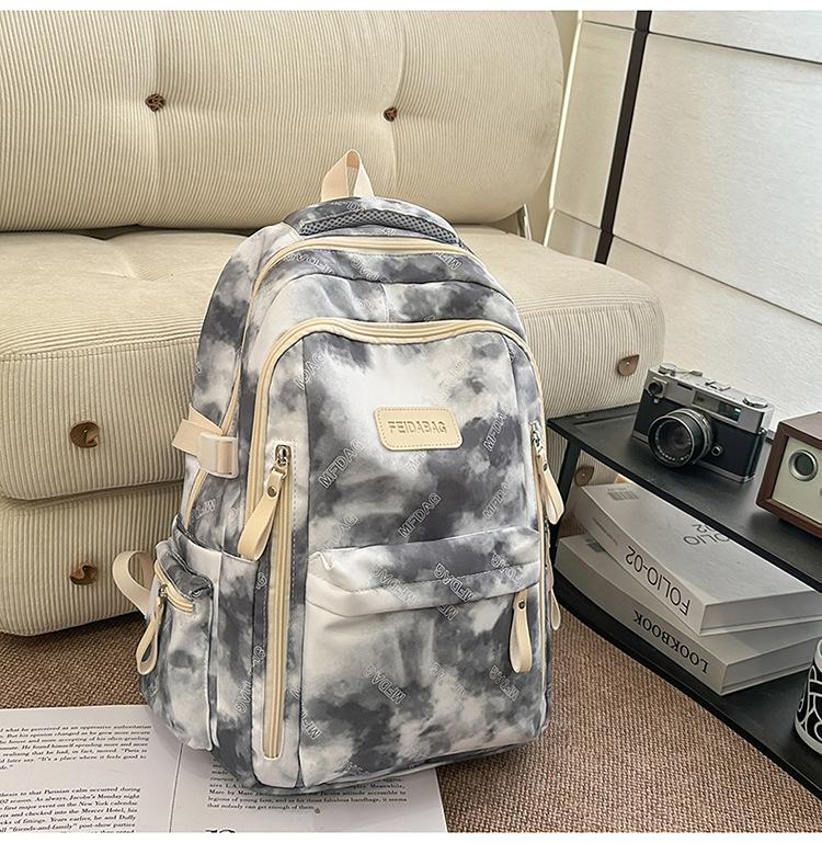 Schoolbag Personality Trend Tie-dye Backpack Male and Female Versatile College Student School Bag Fashion Large Capacity Junior High School Student