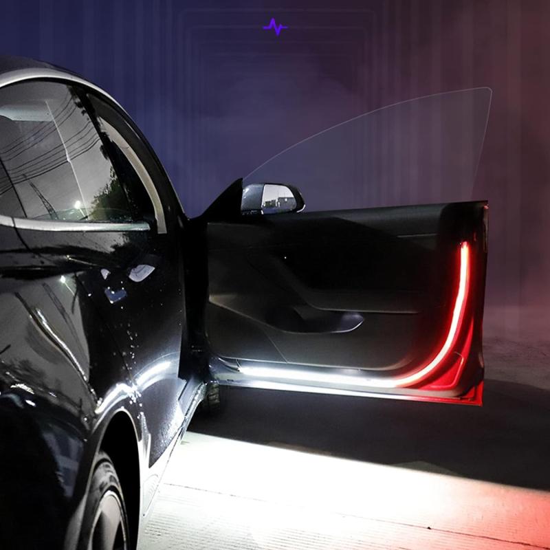 12V Car Door Opening Warning Led Lights Welcome Decor Lamp Strip Strobe Car Opening Door Signal Lamp Auto Decorative Lighting