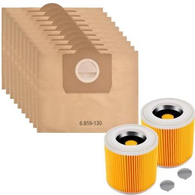 Støvsugerposer og Filter til Karcher WD3 Erstatningsposer 6.959-130 [10 stk.] Erstatningsfiltre 6.414-552.0 [2 stk.] Phonillico®