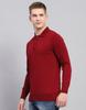 MONTE CARLO Mens Solid Maroon Collar Neck Full Sleeve T-Shirt