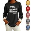 Women's Casual Pullover Neck Long Sleeve Letter Graphic Sweatshirt (I'M! :7)