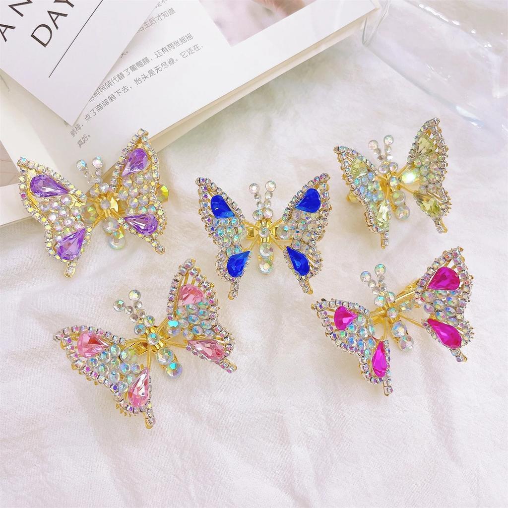 New Korean Rhinestone Butterfly Hair Clip Women Three-dimensional Exquisite Side Bangs Clip Hairpin Children Hair Accessories