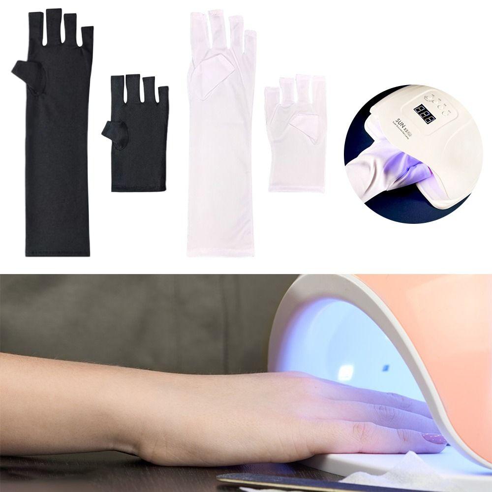 Anti -Uv Rays Nail Leakage Gloves Black White Nail Art Glove Nail Painting Gloves  Nail Art