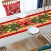 1pc Green Red Christmas Table Runner Colored Ball Pine Printed Dustproof Waterproof Tablecloth for Home Dinning Table Decoration