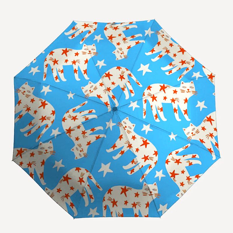 

1pc Cat Stars Automatic Open/Close Umbrella Compact Folding Umbrella, All-Season Portable Umbrella for Women/Men F1124026