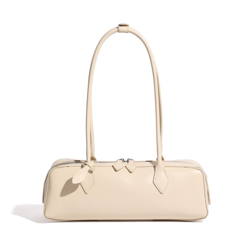 

Women s 2026 Korean One-Shoulder Cowhide Underarm Baguette Bag - Large Capacity, Long Red Design 33*10.5*11 cm брудно-білий