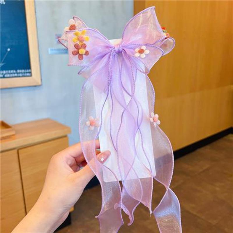 Super Fairy Bow Headwear  Hair Band Girls' Hair Tie  Hair Ribbon  Pearl Tassel  Braid  Hair Clip  Girls' Hair Accessory  Children's Hair Clip