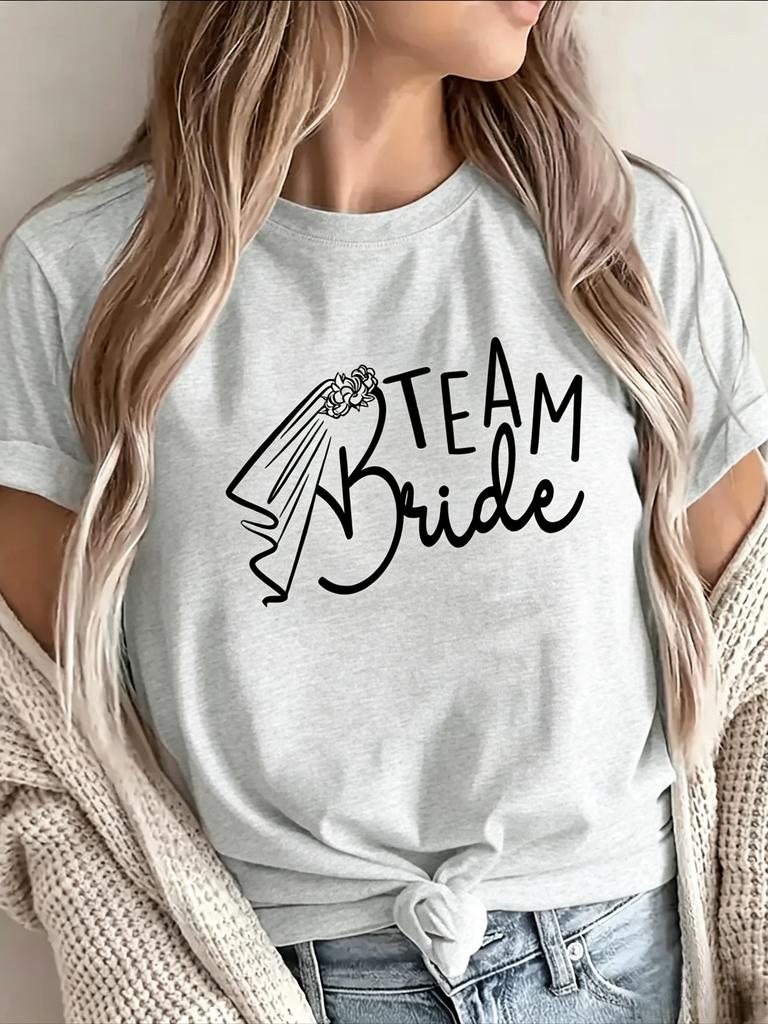 Lightweight And Breathable T Shirt With Short Sleeves Featuring A Team Bride Print Perfect Casual Wedding Parties And Bridal