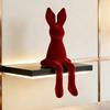 Sitting Bunny Statue Flocking Rabbit Figurine Easter Bunny Ornaments for Living Room Cabinet