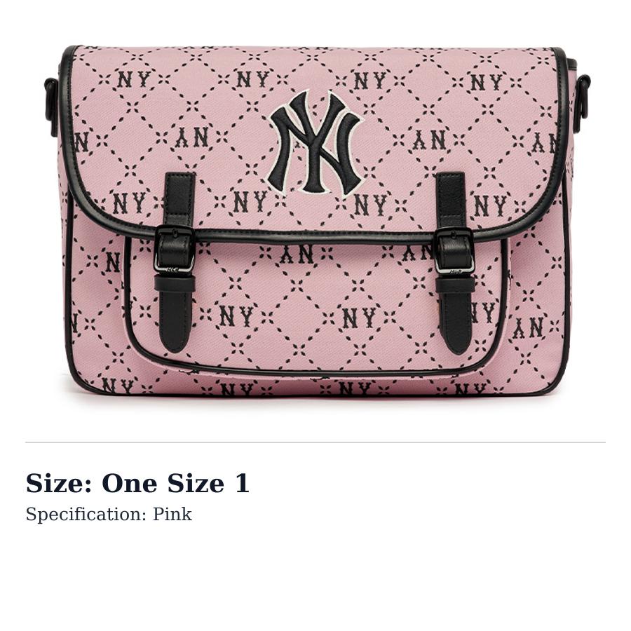 MLB Polyester With Artificial Leather With Nylon Backpack, Shoulder Bag, Crossbody Bag Regular Womens Pink 7ACRMD13N-50PKS One Size 1