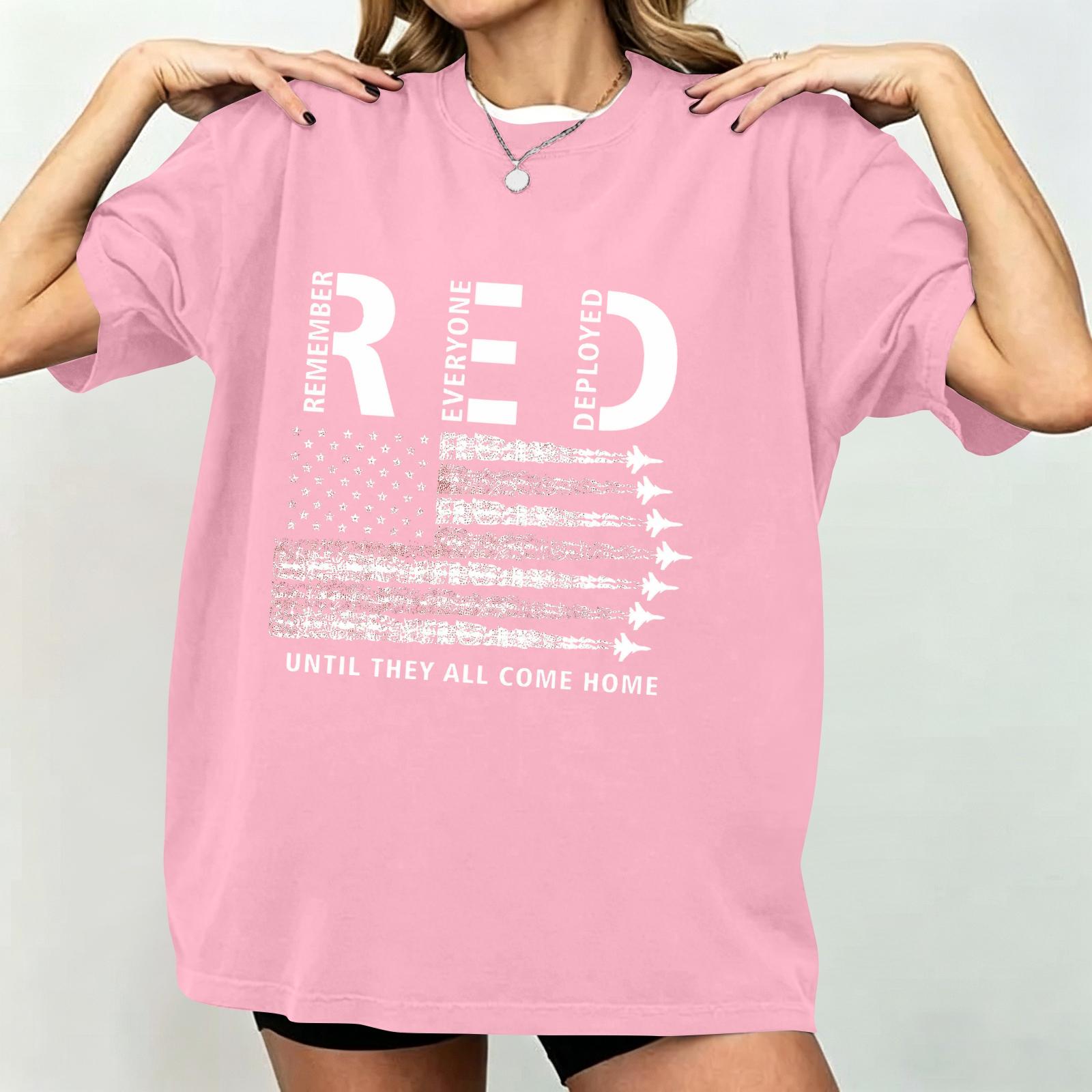 

Women s Casual Short Sleeve T-Shirt Loose Fit Crew Neck Graphic Print Top Lightweight Comfortable Summer Shirt S рожевий