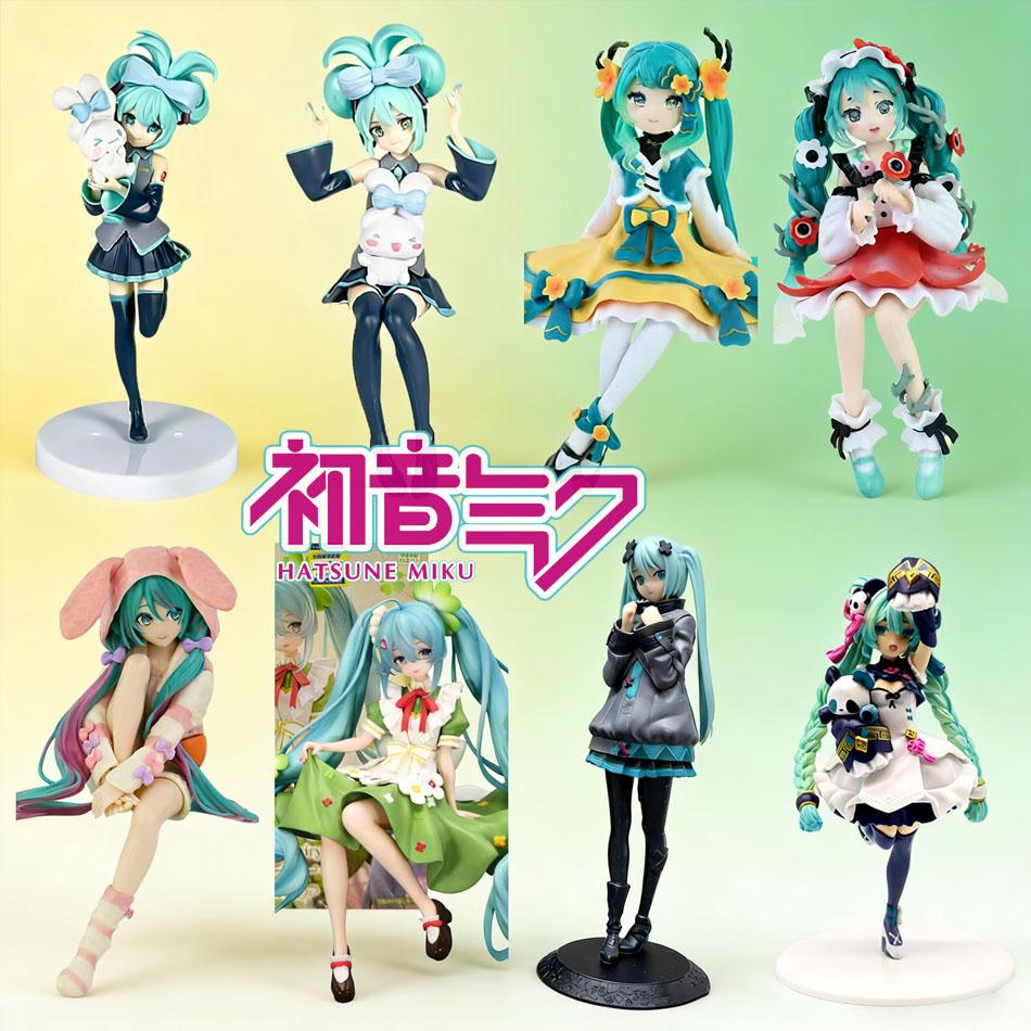 Durable New Anime Hatsune Miku Figure Sexy Character Ornaments White Pink Chair Kawaii Car Decoration Collectible Model Gift
