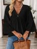 2026 European Women's Retro V-neck Ruffle Sleeve Spring/Summer Top