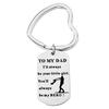 TO MY DAD Stainless Steel Pendant Keychain Engrave Letter Heart Love Dog Tag Keychain Gifts Jewelry
