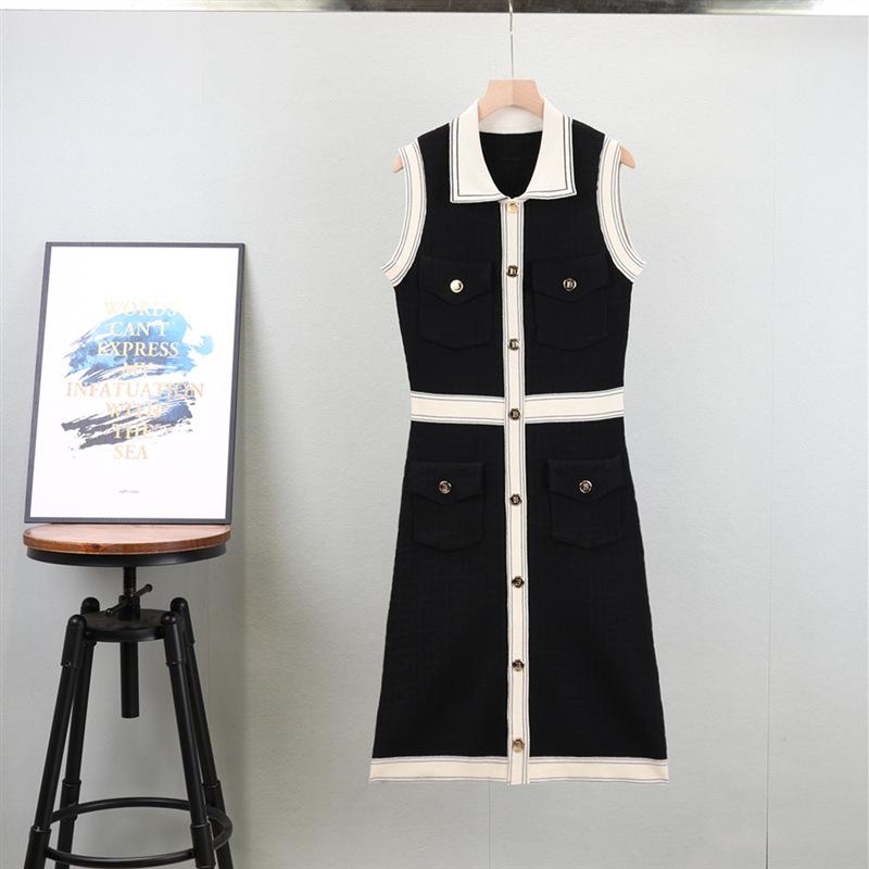 

Вязаное платье-поло в корейском стиле для похудения - Женское летнее мини, приталенное, облегающее бедра. One Size чёрный