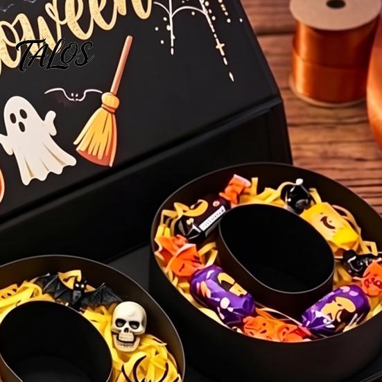 Candy Exchange Boxes Happy Halloween Gift Box, BOO Letter Shaped Treat Container with for Ribbon, Reusable Paper Sweet Holder, Party Table Decor,