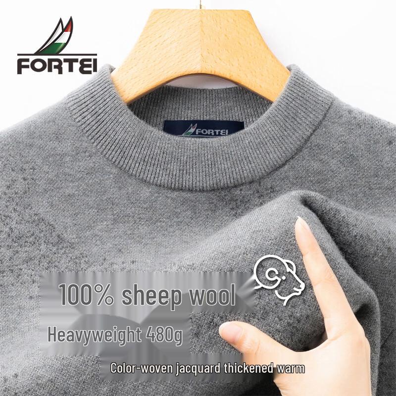 Men s Heavyweight 100% Merino Wool Round Neck Sweater 52