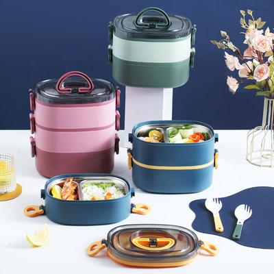 2800ML Lunch Box Three Layer Large Capacity Portable Handle Food Grade School Students Bento Food Container Kitchen Supplies