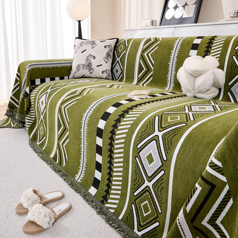 Chenille Etnisk Stil Sofföverdrag Full Täckning Halkfritt Soffskydd Universalt Sofffilt Campingfilt Soffmattor Quilt