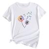 Summer Round Neck Colorful Dandelion Pattern Printed Top Fashionable Casual Short Sleeved Women's Pure Cotton T-shirts