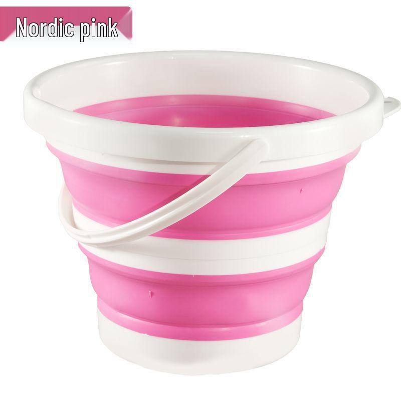 Portable Foldable Water Bucket with Lid - Silicone Plastic for Outdoor, Car Wash, Handheld Use