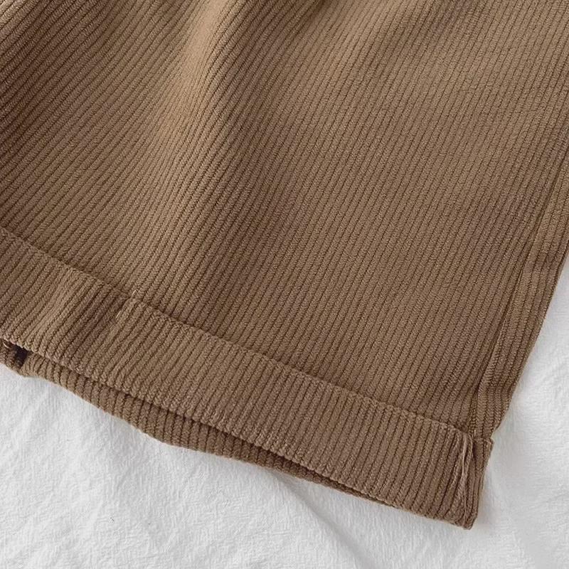 Dámské retro manšestrové šortky s širokým pasem – podzimní/zimní móda