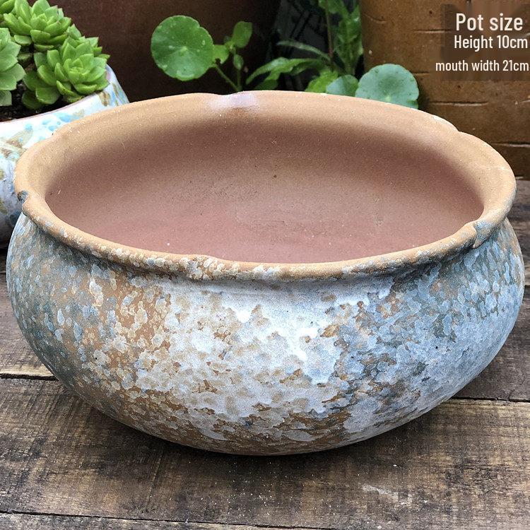 Stor Handgjord Keramik Kruka för Suckulenter och Grönska, Andningsbar Lerkruka i Lila Lera