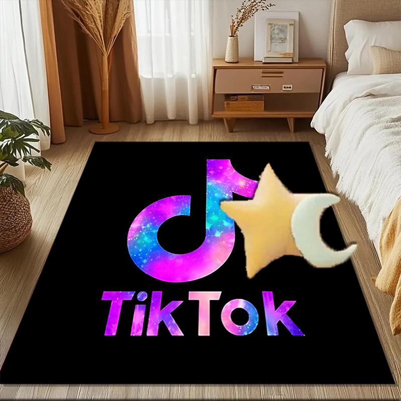 Tiktok Logo Design Rug Game Carpet, Floor Mat for Bedroom Living Room Entryway Rug, Home Decor Idea Gift for Christmas Birthday