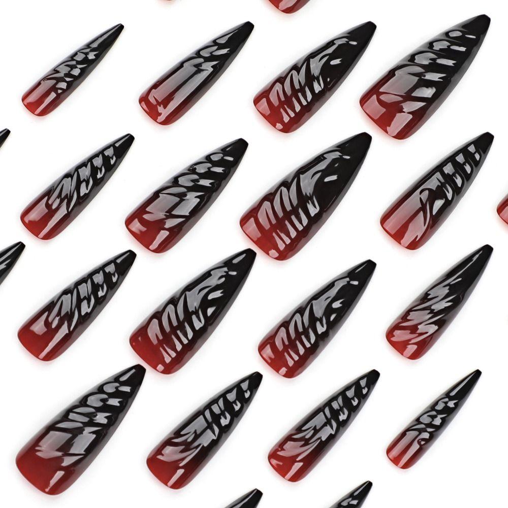24pcs Ballerina False Nails Stiletto Press On Nails Manicure French Nail Tips DIY