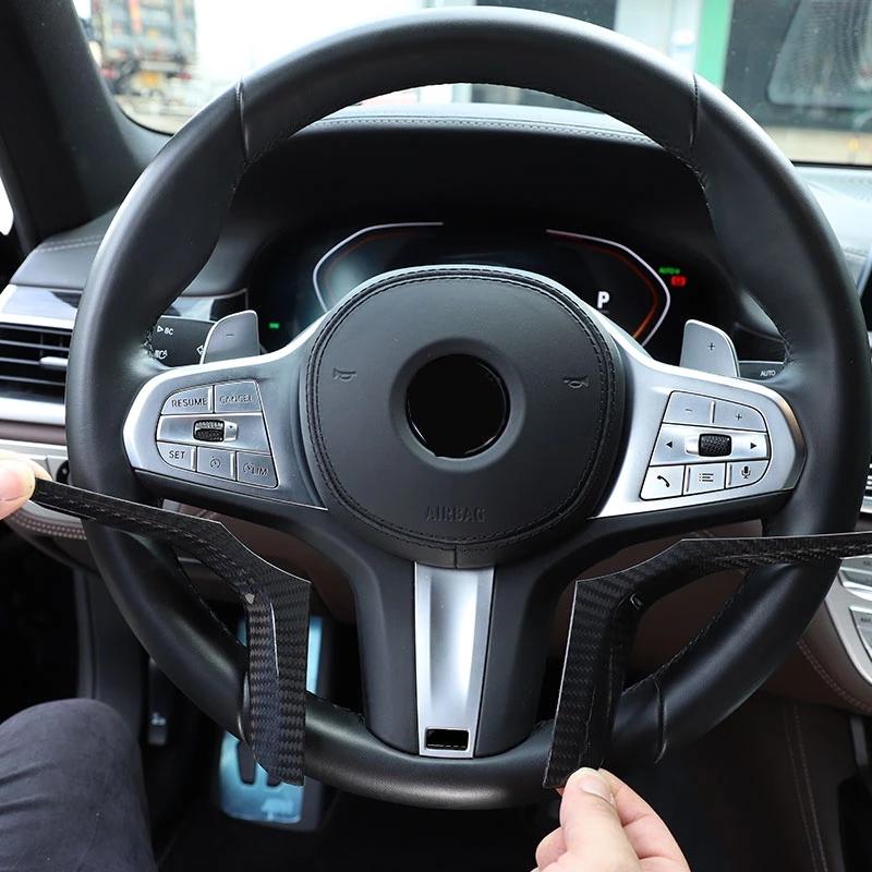 Carbon Fiber Car Steering Wheel Cover Sticker Fit For BMW 3 Series X3 X4 X5 X6 X7 M5 G01 G02 G05 G07 M3 G80 G81 M4 G82