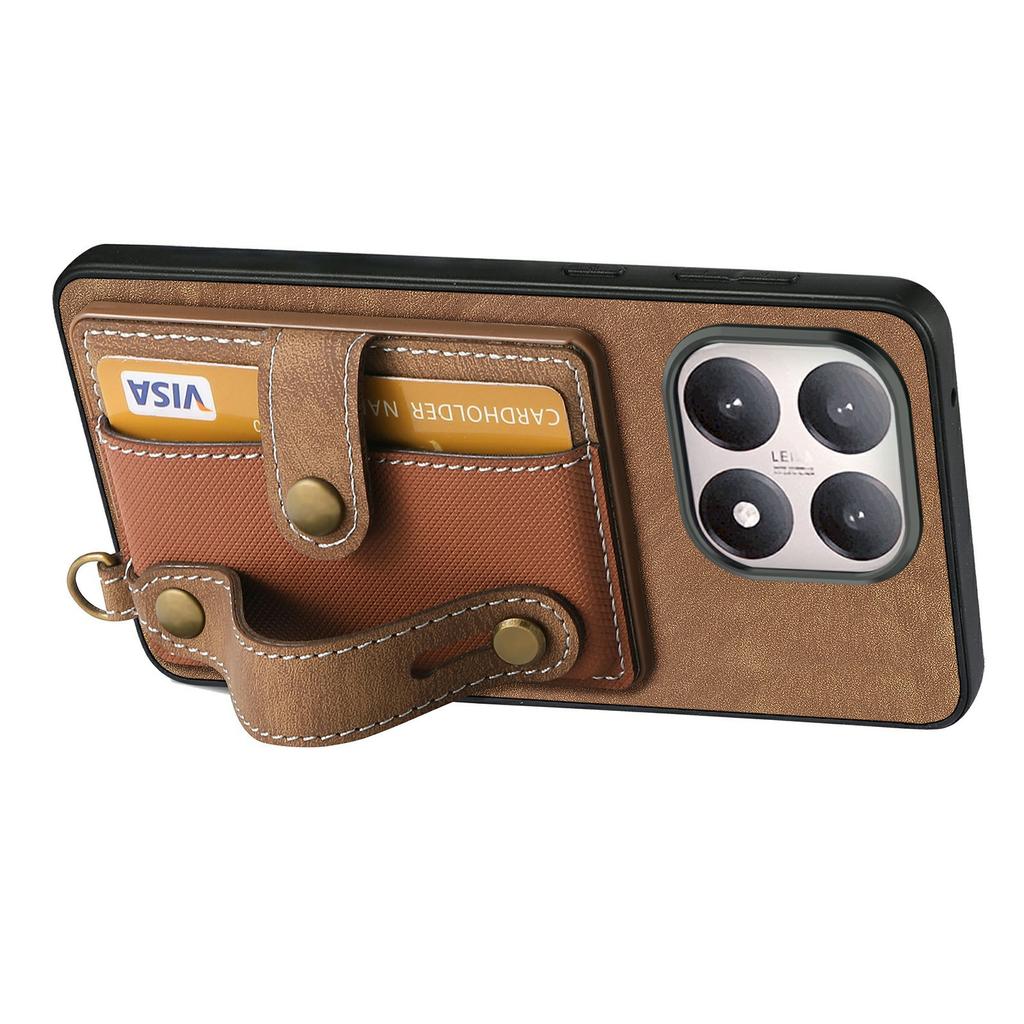For Xiaomi 15T Case Wristband Kickstand PU Leather Retro Back Cover Card Holder